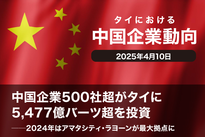 中国企業500社超がタイに5,477億バーツ超を投資──2024年はアマタシティ・ラヨーンが最大拠点に